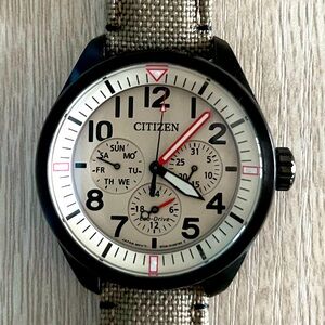 Citizen Garrison 3-Hand Eco-Drive Cordura® Strap Watch, Black & Tan